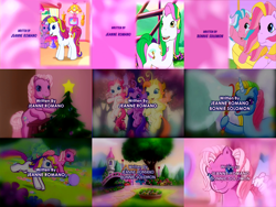 Size: 1920x1440 | Tagged: safe, screencap, character:coconut cream (g3), character:cotton candy (g3), character:pinkie pie (g3), character:puzzlemint, character:sparkleworks, character:sunny daze (g3), character:tiddlywink, character:tra-la-la, character:triple treat, character:whistle wishes, character:wysteria, character:zipzee, episode:a charming birthday, episode:a very minty christmas, episode:come back lily lightly, episode:dancing in the clouds, episode:friends are never far away, episode:greetings from unicornia, episode:positively pink, episode:starsong and the magic dance shoes, episode:the princess promenade, episode:the runaway rainbow, episode:two for the sky, g3, bonnie solomon, compilation, credits, credits screen, jeanne romano, writers
