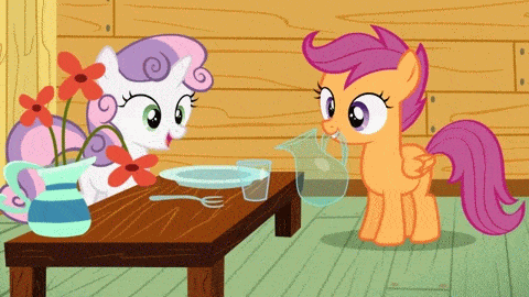 Size: 480x270 | Tagged: safe, screencap, character:scootaloo, character:sweetie belle, species:pegasus, species:pony, episode:one bad apple, g4, my little pony: friendship is magic, animated, gif, loop, pmv, youtube link