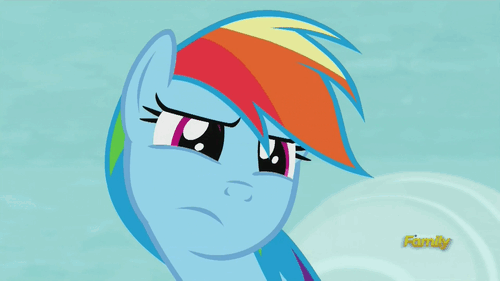 Size: 500x281 | Tagged: safe, screencap, character:rainbow dash, episode:tanks for the memories, g4, my little pony: friendship is magic, animated, discovery family, discovery family logo, rainbow dash is best facemaker, solo