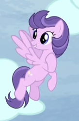 Size: 317x485 | Tagged: safe, screencap, character:clear skies, species:pegasus, species:pony, episode:tanks for the memories, g4, my little pony: friendship is magic, cropped, female, flying, mare, smiling, solo