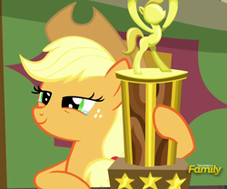 Size: 1200x1000 | Tagged: safe, screencap, character:applejack, episode:appleoosa's most wanted, g4, my little pony: friendship is magic, solo, tears of joy, trophy