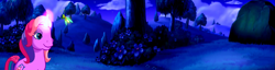 Size: 1889x480 | Tagged: safe, screencap, character:lily lightly, episode:come back lily lightly, g3, firefly, g3 panorama, glow, glowing horn, night, panorama, rock