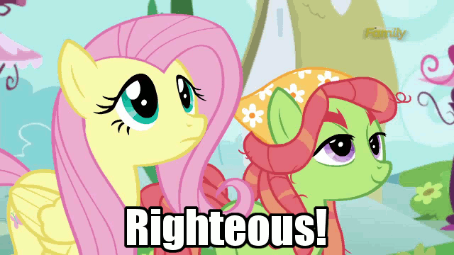 Size: 640x360 | Tagged: safe, screencap, character:fluttershy, character:tree hugger, episode:make new friends but keep discord, g4, my little pony: friendship is magic, animated, gif, image macro, meme, righteous