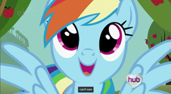 Size: 853x472 | Tagged: safe, screencap, character:rainbow dash, blind, solo, youtube caption