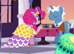 Size: 300x222 | Tagged: safe, screencap, character:fluttershy, character:pinkie pie, episode:make new friends but keep discord, g4, my little pony: friendship is magic, cutie mark, perry pierce, third doctor