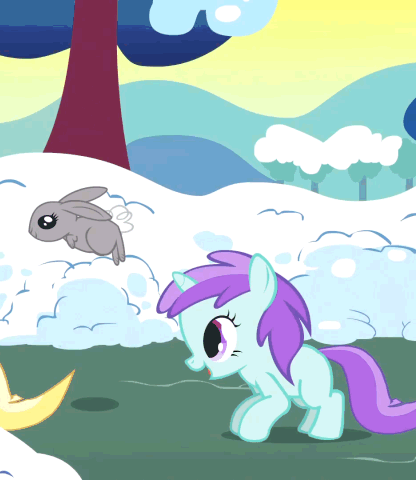 Size: 416x480 | Tagged: safe, screencap, character:dinky hooves, character:liza doolots, character:petunia, character:tootsie flute, species:rabbit, episode:winter wrap up, g4, my little pony: friendship is magic, animated, cute, dawwww, eyes closed, filly, jumping, open mouth, pronking, singing, smiling, snow, tootsie cute, winter wrap up song