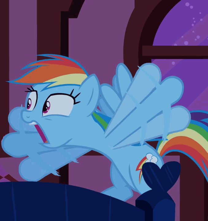 Size: 678x720 | Tagged: safe, screencap, character:rainbow dash, episode:the super speedy cider squeezy 6000, g4, my little pony: friendship is magic, animated, floating, panic, solo