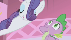 Size: 1280x720 | Tagged: safe, screencap, character:rarity, character:spike, episode:the ticket master, g4, my little pony: friendship is magic, great moments in animation, long neck, neck, wat