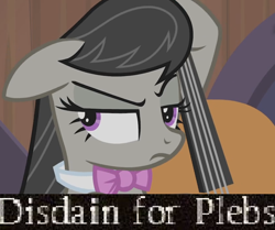 Size: 940x786 | Tagged: safe, screencap, character:octavia melody, species:earth pony, species:pony, episode:slice of life, g4, my little pony: friendship is magic, disdain, disdain for plebs, expand dong, exploitable meme, female, floppy ears, image macro, mare, meme, octavia is not amused, plebeian, plebs, reaction image, solo, unamused