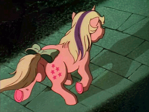 Size: 300x226 | Tagged: safe, screencap, character:twilight (g1), species:pony, species:unicorn, episode:rescue at midnight castle, g1, animated, butt, female, mare, plot