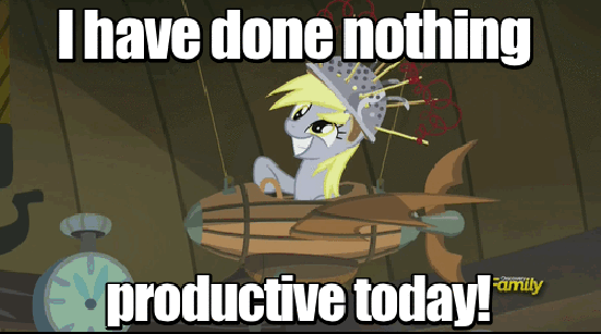 Size: 551x307 | Tagged: safe, screencap, character:derpy hooves, species:pegasus, species:pony, episode:slice of life, g4, my little pony: friendship is magic, 100th episode, animated, cute, derpabetes, derpy doing derpy things, discovery family logo, female, flying machine, grin, i have done nothing productive all day, image macro, impact font, mare, meme, muffin 1, smiling, solo, squee