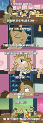 Size: 512x1435 | Tagged: safe, screencap, character:doctor whooves, character:jeff letrotski, character:time turner, species:pony, episode:slice of life, g4, my little pony: friendship is magic, bronybait, caption, colter sobchak, image macro, male, meme, screencap comic, shipping, stallion, straight, theodore donald "donny" kerabatsos