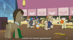 Size: 1278x708 | Tagged: safe, screencap, character:doctor whooves, character:jeff letrotski, character:time turner, species:pony, episode:slice of life, g4, my little pony: friendship is magic, colter sobchak, donny, male, meme, stallion, youtube caption