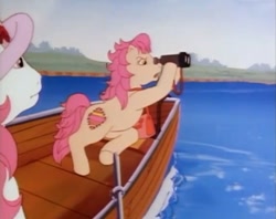 Size: 434x343 | Tagged: safe, screencap, character:patch (g1), character:sweetheart, episode:who's responsible?, my little pony tales, binoculars, boat