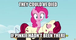 Size: 926x491 | Tagged: safe, screencap, character:cherry jubilee, character:pinkie pie, episode:party pooped, g4, my little pony: friendship is magic, image macro, logic, meme