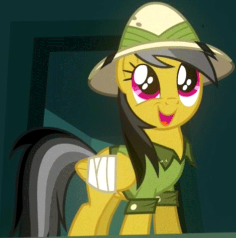 Size: 470x474 | Tagged: safe, screencap, character:daring do, species:pegasus, species:pony, episode:read it and weep, g4, my little pony: friendship is magic, animated, bandaged wing, cropped, cute, daring dorable, eye shimmer, loop, solo