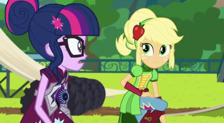 Size: 852x469 | Tagged: safe, screencap, character:applejack, character:twilight sparkle, character:twilight sparkle (scitwi), species:eqg human, equestria girls:friendship games, g4, my little pony:equestria girls, adorkable, amulet, animated, cute, dork, epic fail, faceplant, fail, magic capture device, ouch, twiabetes