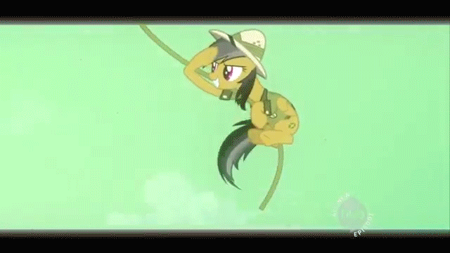 Size: 640x360 | Tagged: safe, screencap, character:daring do, episode:read it and weep, g4, my little pony: friendship is magic, animated, hub logo, solo focus, sweat, swinging, temple, vine