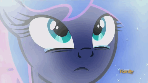 Size: 500x281 | Tagged: safe, screencap, character:princess luna, episode:do princesses dream of magic sheep?, animated, beautiful, crying, cute, discovery family, discovery family logo, eyes closed, feels, happy, lunabetes, smiling, solo, talking, thank you