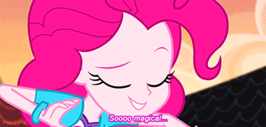 Size: 385x185 | Tagged: safe, screencap, character:pinkie pie, equestria girls:rainbow rocks, g4, my little pony:equestria girls, animated, solo, subtitles