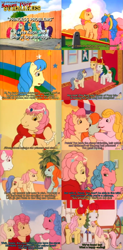 Size: 1314x2665 | Tagged: safe, artist:outofcontext-ponytales, screencap, character:bright eyes, character:melody, character:patch (g1), character:rosy, character:sweetheart, episode:princess problems, my little pony tales, dyed mane, soccer pony summaries, summary