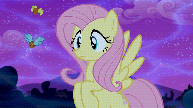 Size: 634x357 | Tagged: safe, screencap, character:flutterbat, character:fluttershy, species:pegasus, species:pony, episode:do princesses dream of magic sheep?, animated, dream, female, lucid dreaming, mare, muffin, night, transformation, winged muffin
