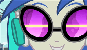 Size: 300x171 | Tagged: safe, screencap, character:dj pon-3, character:vinyl scratch, episode:music to my ears, equestria girls:rainbow rocks, g4, my little pony:equestria girls, animated, solo, synesthesia