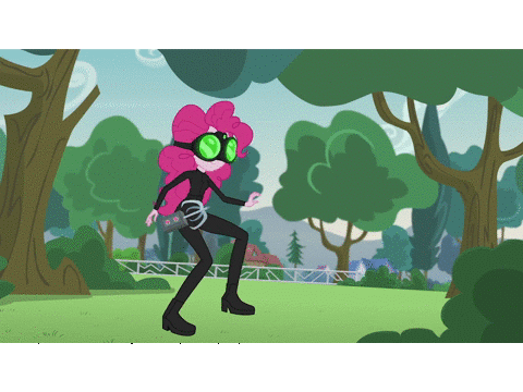 Size: 480x360 | Tagged: safe, screencap, character:pinkie pie, episode:pinkie spy, equestria girls:friendship games, g4, my little pony:equestria girls, animated, attack on titan, catsuit, goggles, grappling hook, night vision goggles, shingeki no koyubi