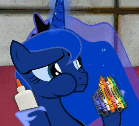 Size: 448x405 | Tagged: safe, artist:2snacks, screencap, character:princess luna, species:pony, animated, crayons, cute, eating, female, glue, mare, marines, solo, two best sisters play, youtube, youtube link