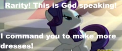 Size: 1642x697 | Tagged: safe, screencap, character:rarity, episode:canterlot boutique, g4, my little pony: friendship is magic, crepuscular rays, god, image macro, meme, text