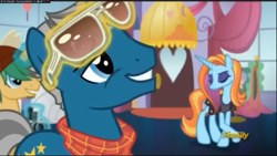 Size: 960x540 | Tagged: safe, screencap, character:fashion plate, character:sassy saddles, character:snapshot, episode:canterlot boutique, g4, my little pony: friendship is magic, beanie, camera, clothing, discovery family logo, goatee, hat, lidded eyes, shades mcgrey, sunglasses