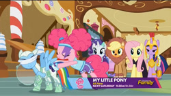 Size: 1280x720 | Tagged: safe, screencap, character:applejack, character:fluttershy, character:pinkie pie, character:rainbow dash, character:rarity, character:twilight sparkle, character:twilight sparkle (alicorn), species:alicorn, species:pony, episode:scare master, g4, my little pony: friendship is magic, alternate hairstyle, applelion, astrodash, astronaut, athena sparkle, big cat, blindfold, clothing, costume, female, lion, mane six, mare, mermaid, mermarity, nightmare night, pinkie puffs, roller skates, sugarcube corner