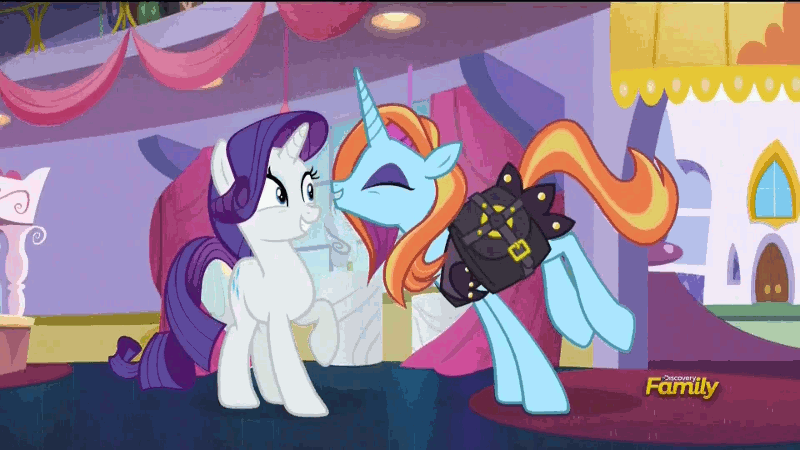 Size: 800x450 | Tagged: safe, screencap, character:rarity, character:sassy saddles, episode:canterlot boutique, g4, my little pony: friendship is magic, animated, balancing, cute, loop, sassybetes