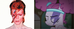 Size: 1838x720 | Tagged: safe, screencap, character:pinkie pie, episode:scare master, g4, my little pony: friendship is magic, aladdin sane, album cover, david bowie, image macro, meme, pinkie puffs