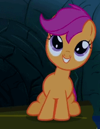Size: 205x265 | Tagged: safe, screencap, character:scootaloo, species:pegasus, species:pony, episode:sleepless in ponyville, g4, my little pony: friendship is magic, animated, cropped, cute, cutealoo, happy, smiling, solo