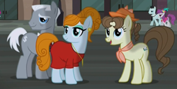 Size: 1173x591 | Tagged: safe, screencap, character:bruce mane, character:joan pommelway, character:pinot noir, character:roger silvermane, species:earth pony, species:pony, episode:made in manehattan, g4, my little pony: friendship is magic, background pony, clothing, earring, female, hat, joan holloway, mad men, male, mare, neckerchief, necklace, necktie, pegasus olsen, peggy holstein, peggy olson, piercing, roger sterling, shawl, stallion