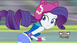 Size: 1920x1080 | Tagged: safe, screencap, character:rarity, equestria girls:friendship games, g4, my little pony:equestria girls, discovery family logo, roller derby, roller skates, sporty style