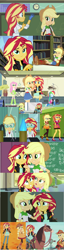 Size: 1280x4968 | Tagged: safe, screencap, character:applejack, character:fluttershy, character:rainbow dash, character:sunset shimmer, episode:friendship through the ages, episode:the science of magic, equestria girls:friendship games, g4, my little pony:equestria girls, collage, country applejack, discovery family logo, geometry, horse, implied appleshimmer, lonestar