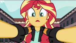 Size: 1920x1080 | Tagged: safe, screencap, character:sunset shimmer, equestria girls:friendship games, g4, my little pony:equestria girls, first person view, offscreen character, pov