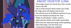 Size: 1003x404 | Tagged: safe, screencap, character:princess luna, angry, bronybait, cute, looking at you, meta, small, solo, text, toy, tsunderuna