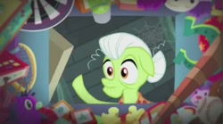 Size: 1039x579 | Tagged: safe, screencap, character:granny smith, episode:brotherhooves social, g4, my little pony: friendship is magic, ball, baseball, dart board, doll, toy