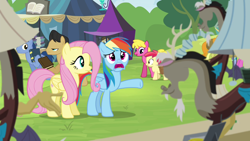 Size: 1280x720 | Tagged: safe, screencap, character:carrot top, character:cherry cola, character:discord, character:fluttershy, character:golden harvest, character:liberty belle, character:rainbow dash, episode:trade ya, g4, my little pony: friendship is magic, animation error