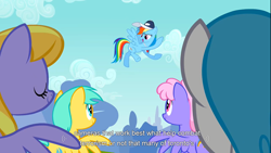 Size: 1366x768 | Tagged: safe, screencap, character:cloud kicker, character:rainbow dash, character:rainbowshine, character:sunshower raindrops, character:white lightning, species:pegasus, species:pony, episode:hurricane fluttershy, g4, my little pony: friendship is magic, female, mare, whistle, whistle necklace, youtube caption, youtube link