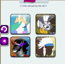 Size: 407x400 | Tagged: safe, screencap, character:chief thunderhooves, character:king sombra, character:princess celestia, character:zecora, species:alicorn, species:pony, species:unicorn, species:zebra, episode:the crystal empire, g4, my little pony: friendship is magic, pony wedding, royal wedding, sombra eyes
