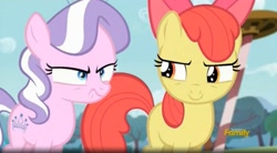 Size: 1669x924 | Tagged: safe, screencap, character:apple bloom, character:diamond tiara, episode:crusaders of the lost mark, g4, my little pony: friendship is magic