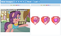 Size: 519x312 | Tagged: safe, screencap, character:apple bloom, character:scootaloo, character:spoiled rich, character:sweetie belle, species:pegasus, species:pony, derpibooru, episode:crusaders of the lost mark, g4, my little pony: friendship is magic, cutie mark, cutie mark crusaders, everyone steals tirek's meme, exploitable meme, juxtaposition, juxtaposition win, meme, meta, the cmc's cutie marks, timing