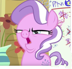 Size: 710x679 | Tagged: safe, screencap, character:diamond tiara, episode:crusaders of the lost mark, g4, my little pony: friendship is magic, arin hanson face, cropped, faec, pig nose, pig tail, solo, wtf