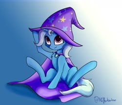 Size: 1280x1098 | Tagged: dead source, safe, artist:muffinkarton, character:trixie, species:pony, species:unicorn, cape, clothing, female, hat, mare, solo, trixie's cape, trixie's hat