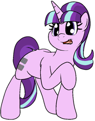 Size: 567x725 | Tagged: safe, artist:bennimarru, character:starlight glimmer, species:pony, species:unicorn, equal cutie mark, flat colors, one hoof raised, raised hoof, simple background, smiling, solo, transparent background