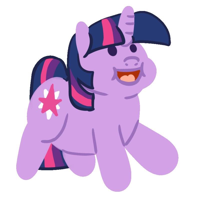 Size: 800x800 | Tagged: safe, artist:bennimarru, character:twilight sparkle, species:pony, species:unicorn, animated, chubby, cutie mark, female, flat colors, gif, hooves, horn, lineless, mare, open mouth, simple background, smiling, solo, transparent background